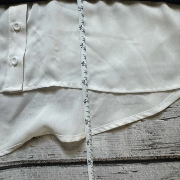 Adrianna Papell Women’s Ruffle Neck Twofer Sweater - Black & White, Size M - Picture 7 of 8